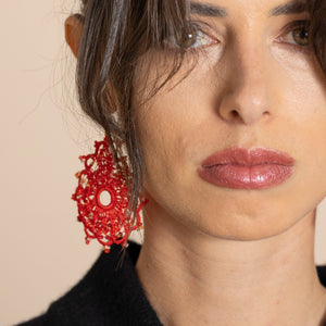 red beaded earrings