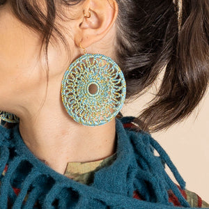 blue gold hoop earrings