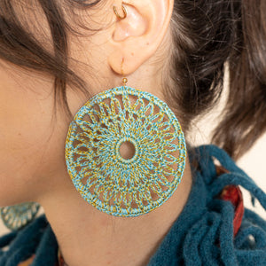 blue gold hoop earrings