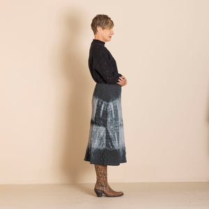 textured shibori a-line skirt