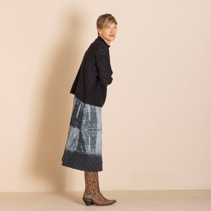 textured shibori a-line skirt