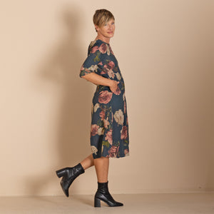roses linen romance dress