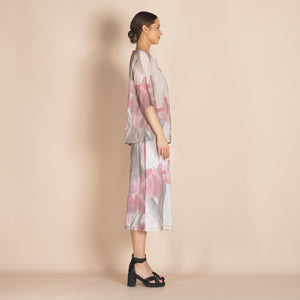 pink tulips a-line skirt