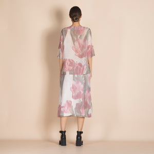 pink tulips a-line skirt