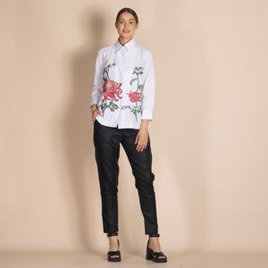 chrysanthemum embriodered trapeze shirt
