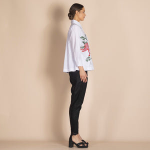 chrysanthemum embriodered trapeze shirt