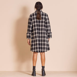 tartan long swing coat