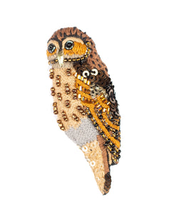 barred owl brooch